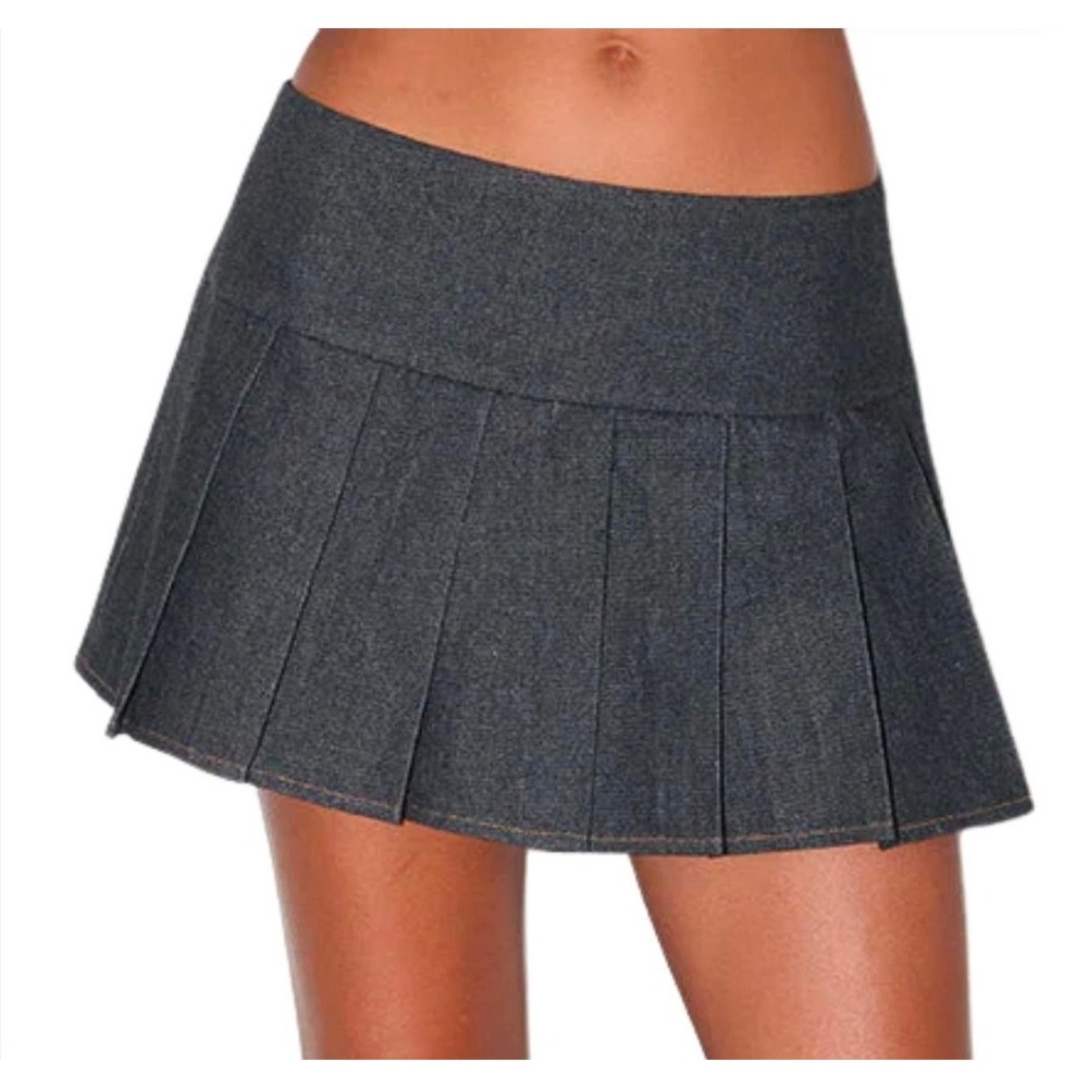 Motel Charcoal Grey Pleated Mini Skirt Schoolgirl Preppy Twill  Women's Size S
